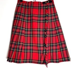 Escada Red and Black Tartan A-Line Skirt